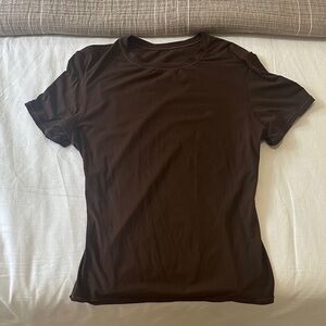 SKIMS Chocolate Brown Short Sleeve Tee